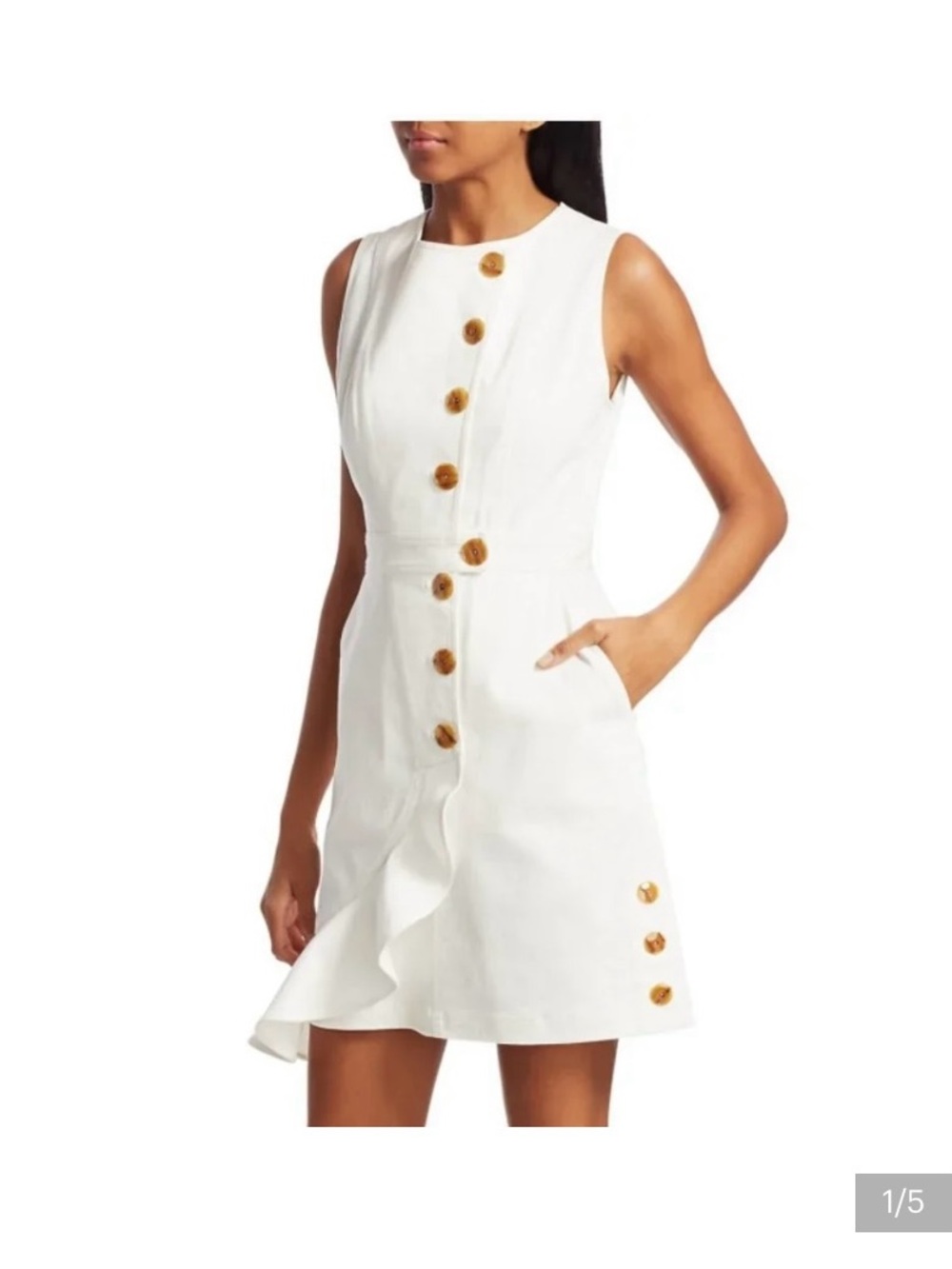 AMUR Beba Dress In Organic White Denim